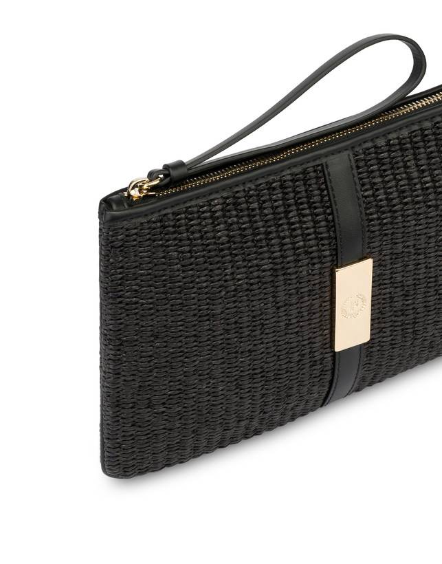 Pollini Pochette In Paglia Essence Nero Novità