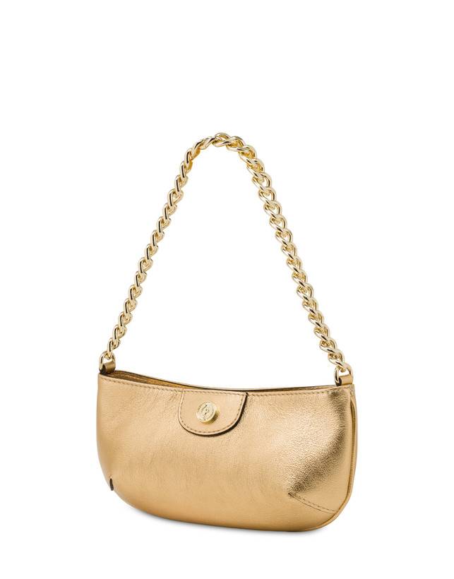 Pollini Pochette Mail In Vitello Laminato Oro Presa