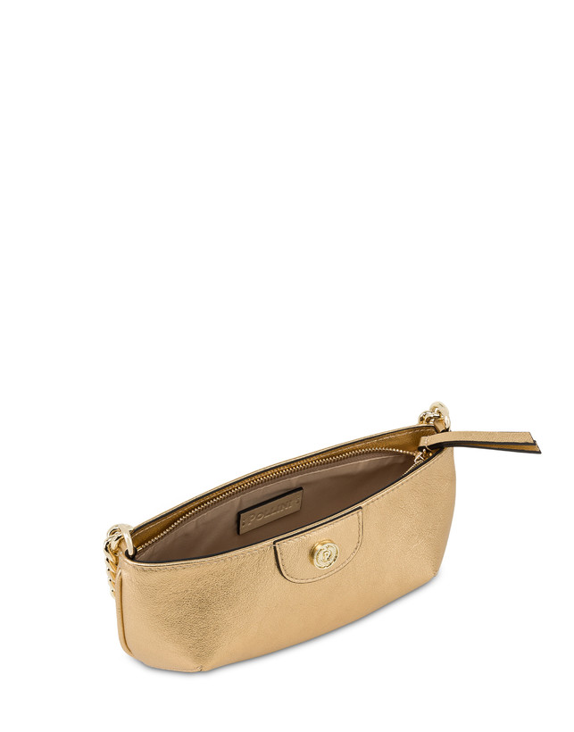 Pollini Pochette Mail In Vitello Laminato Oro Presa