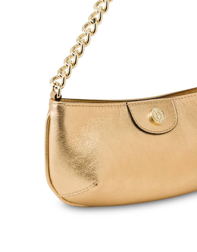 Pollini Pochette Mail In Vitello Laminato Oro Presa