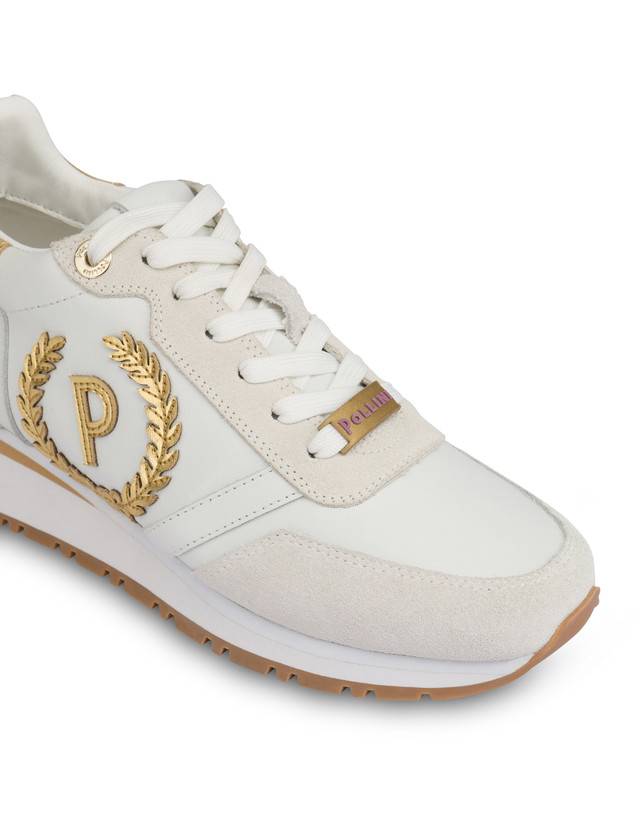 Pollini Sneakers Con Dettagli Laminati Speedy Bianco/ghiaccio/bianco/oro Saldi