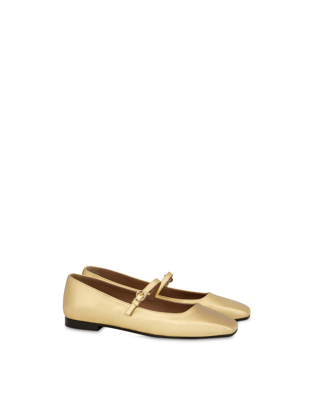 Pollini Ballerine In Nappa Laminata Nina Oro Spedizione Gratuita