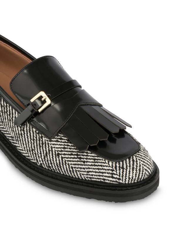 Pollini Mocassini In Tessuto Spigato Camber Sand Bianco-nero/nero Qualità Garantita