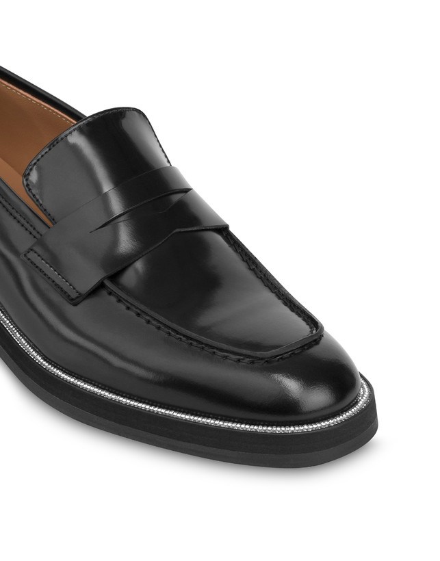 Pollini Mocassini In Vitello Abrasivato Mannish Bling Bling Nero/strass Acquista Ora