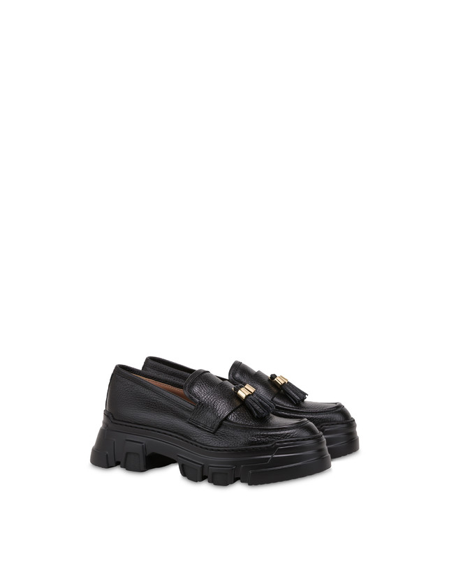 Pollini Mocassini In Vitello Stampa Alce Lady Brave Nero Fino Al -60%