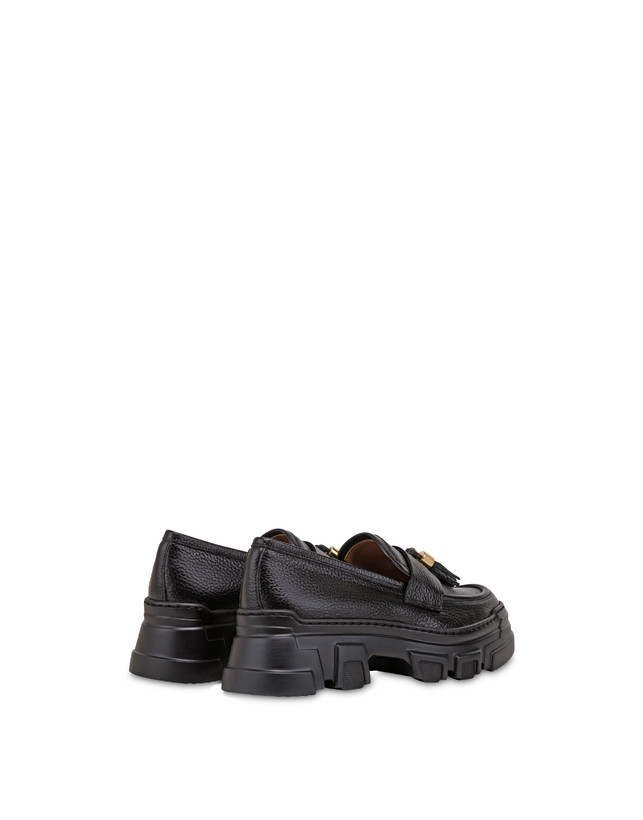 Pollini Mocassini In Vitello Stampa Alce Lady Brave Nero Fino Al -60%