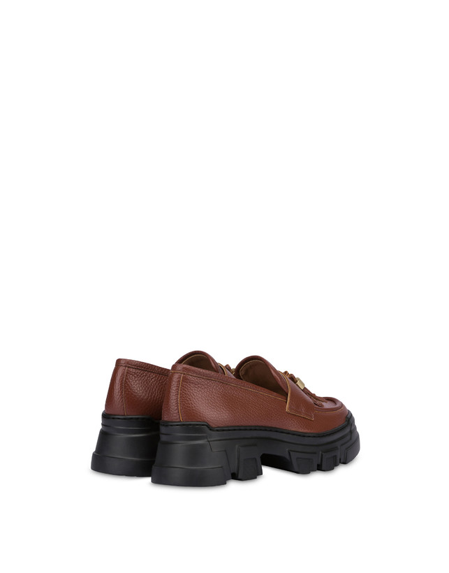 Pollini Mocassini In Vitello Stampa Alce Lady Brave Legno Shopping Online