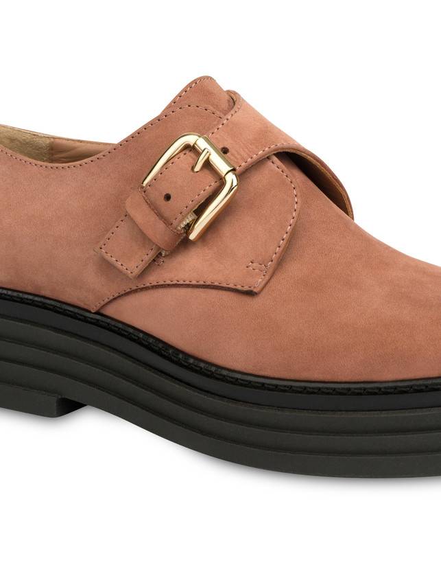 Pollini Monk Strap In Nabuk Stairway Antico Sottocosto