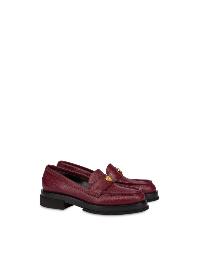 Pollini Mocassini Penny In Vitello Stampa Alce Code Bordeaux Novità