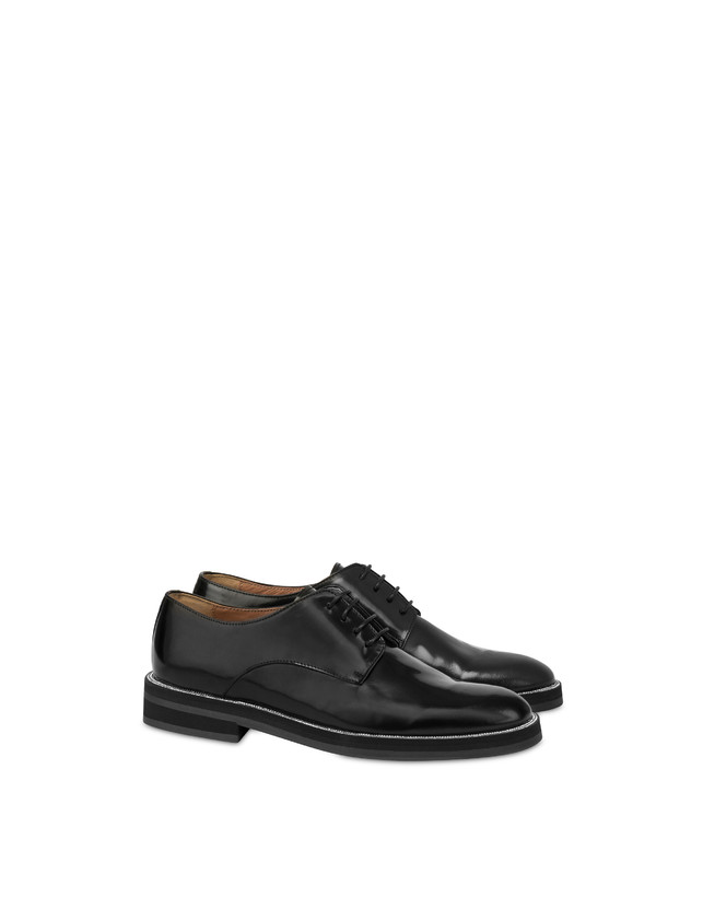 Pollini Derby In Vitello Abrasivato Mannish Bling Bling Nero/strass Economico