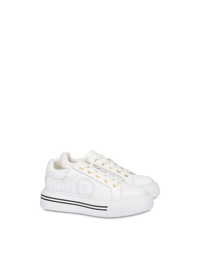 Pollini Sneakers In Vitello Doona Bianco In Vendita