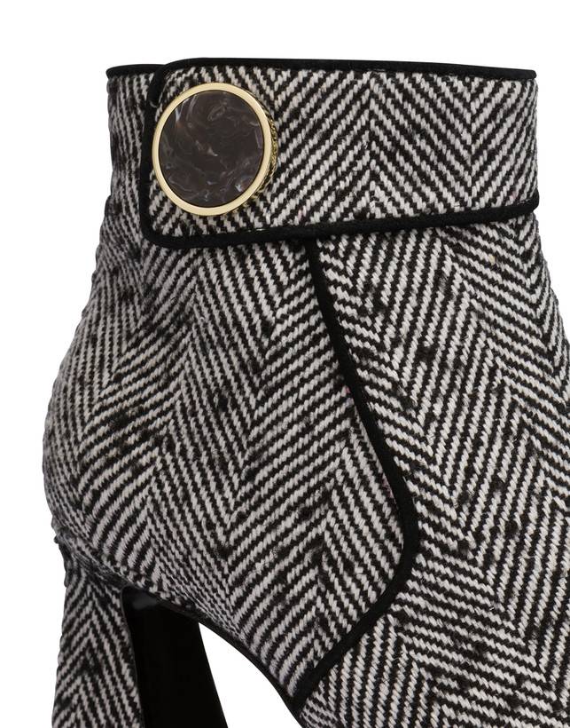 Pollini Stivaletti In Tessuto Spigato Dama Bianco-nero/nero Vendita Calda