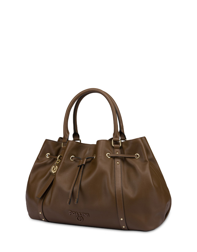 Pollini Borsa Doppio Manico In Nappa Serena Marrone/marrone Pezzi Unici