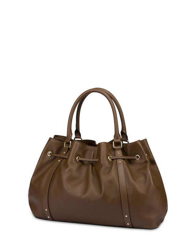 Pollini Borsa Doppio Manico In Nappa Serena Marrone/marrone Pezzi Unici