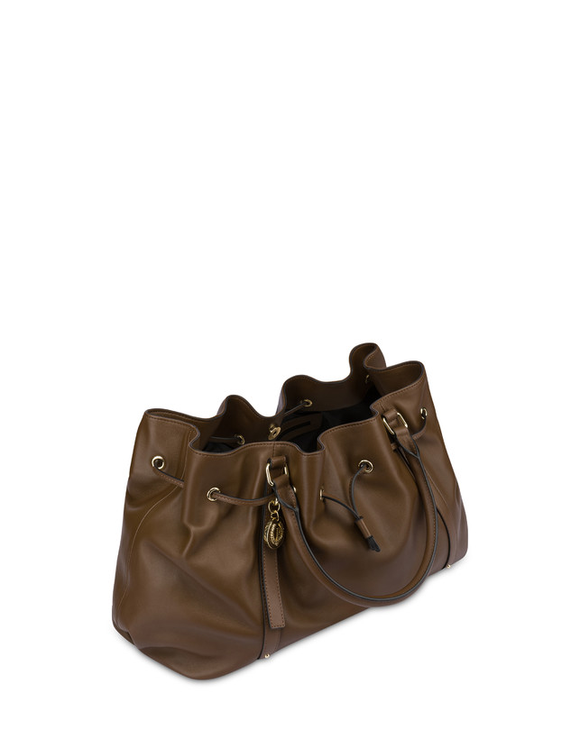 Pollini Borsa Doppio Manico In Nappa Serena Marrone/marrone Pezzi Unici