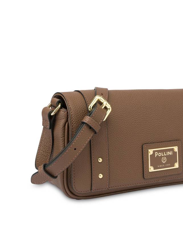 Pollini Borsa A Spalla In Vitello Serena Marrone In Vendita