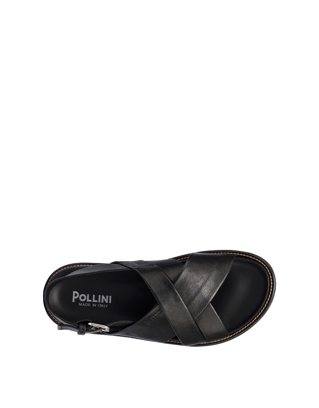 Pollini Sandali Flat In Nappa Natural Feeling Nero Negozio