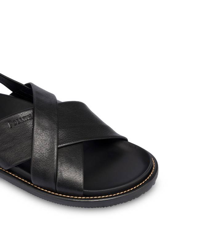 Pollini Sandali Flat In Nappa Natural Feeling Nero Negozio
