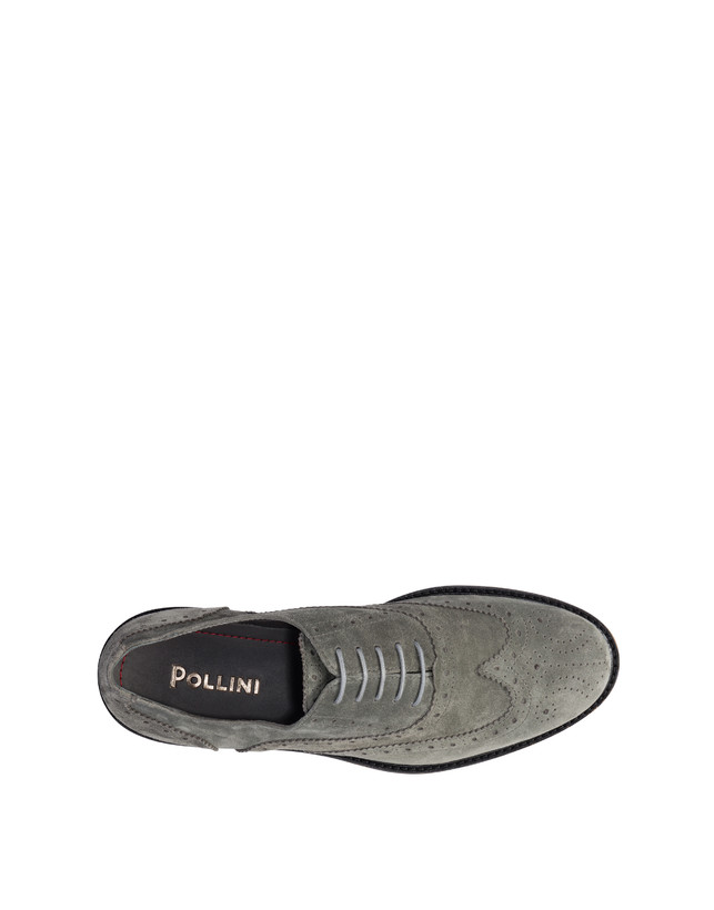 Pollini Derby In Crosta Con Broguering Corinto Grafite Moda