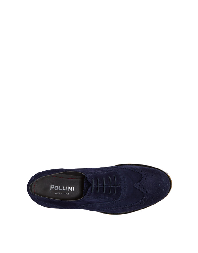 Pollini Derby In Crosta Con Broguering Corinto Blu 2025
