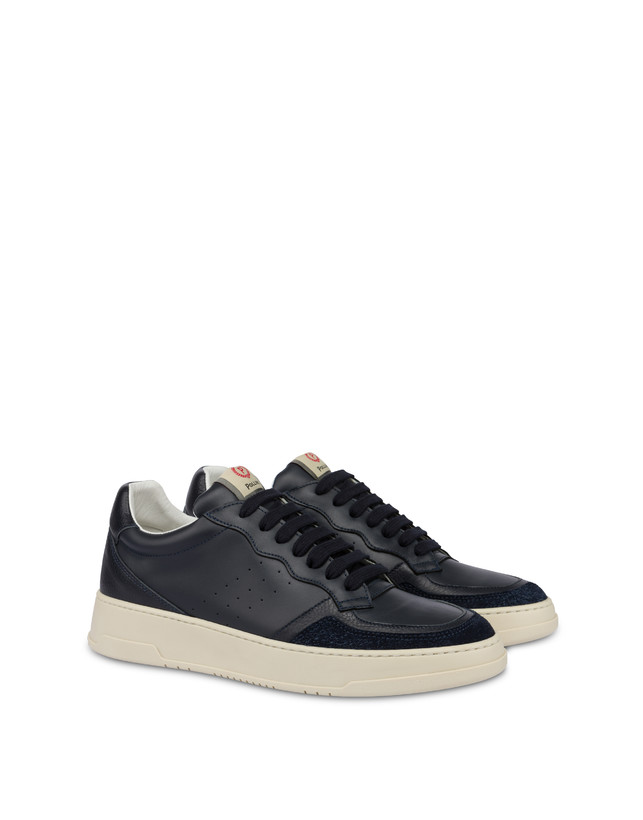 Pollini Sneakers In Vitello E Crosta Bourton Blu/blu/blu Consegna Veloce