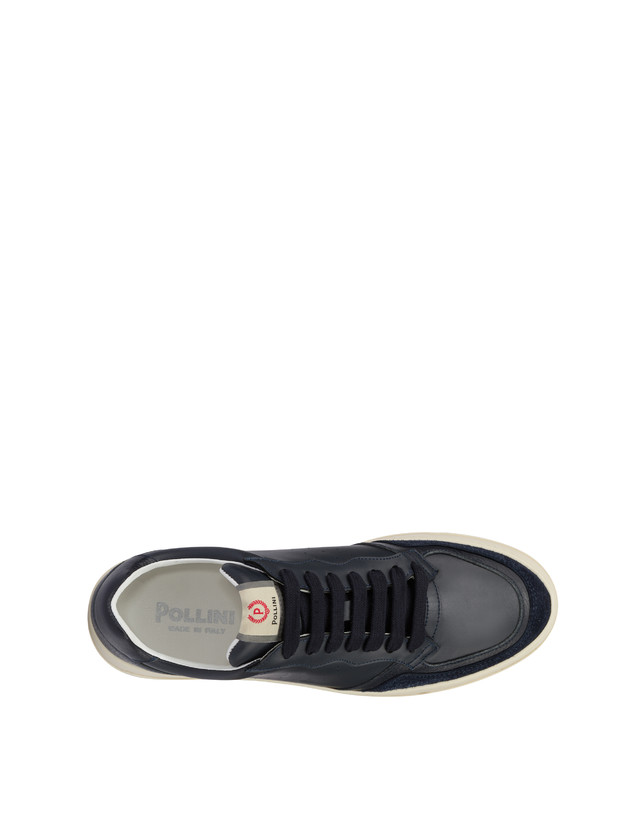 Pollini Sneakers In Vitello E Crosta Bourton Blu/blu/blu Consegna Veloce