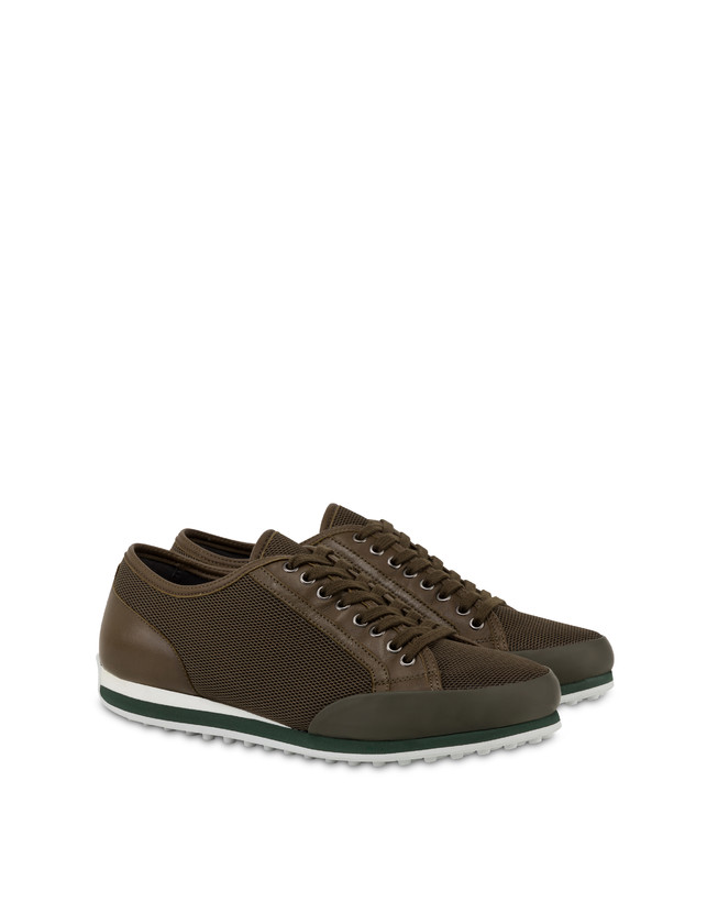Pollini Sneakers In Vitello E Rete Sporty Driver Militare/militare/militare Affare Del Giorno