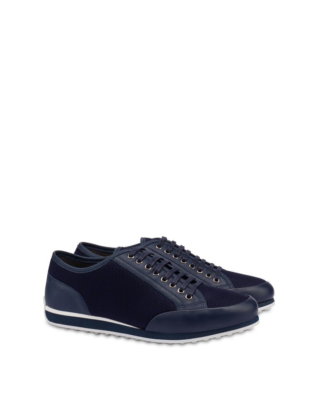 Pollini Sneakers In Vitello E Rete Sporty Driver Blu/blu/blu Prezzo Ridotto