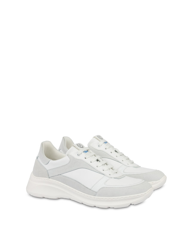 Pollini Sneakers In Nylon E Pelle Sfera Bianco/bianco/bianco/bianco/bianco/bianco Vendita Economica