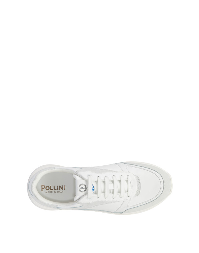 Pollini Sneakers In Nylon E Pelle Sfera Bianco/bianco/bianco/bianco/bianco/bianco Vendita Economica