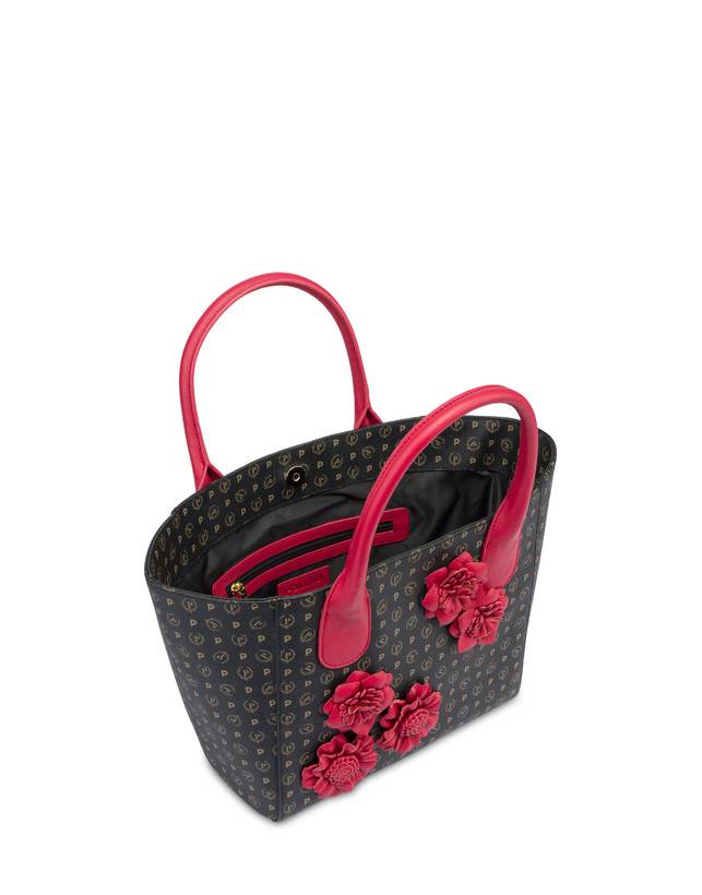 Pollini Tote Bag Medium Heritage Flowers Nero/rosso Novità