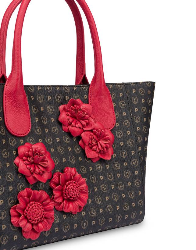 Pollini Tote Bag Medium Heritage Flowers Nero/rosso Novità