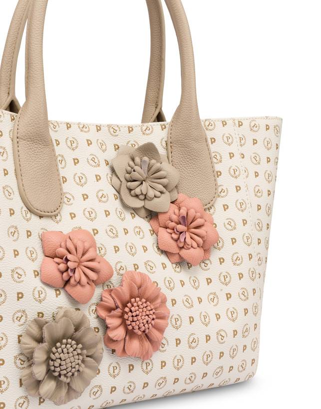 Pollini Tote Bag Medium Heritage Flowers Avorio/ghiaccio Sconto