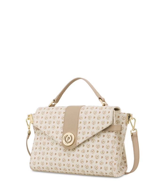 Pollini Borsa A Mano Strutturata Heritage Logo Classic Avorio/ghiaccio Moda