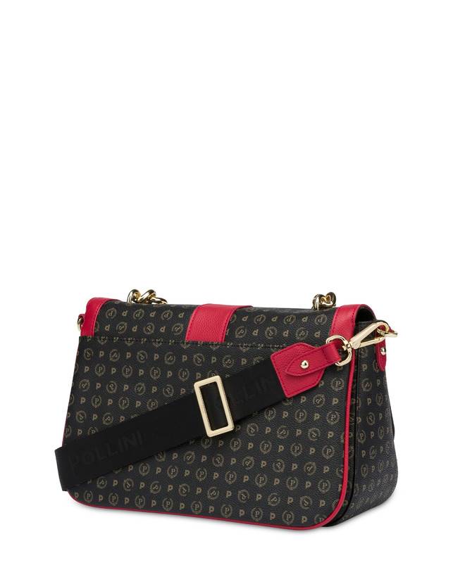 Pollini Borsa A Spalla Heritage Logo Classic Nero/lacca Spedizione gratuita