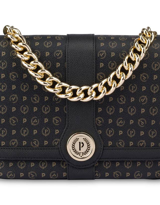Pollini Borsa A Spalla Heritage Logo Classic Nero/nero Offerte