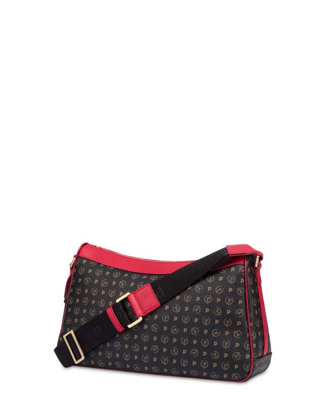 Pollini Borsa A Tracolla In Pvc Heritage Logo Classic Nero/lacca Vendita Calda