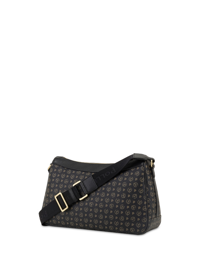 Pollini Borsa A Tracolla In Pvc Heritage Logo Classic Nero/nero Comprare a buon mercato