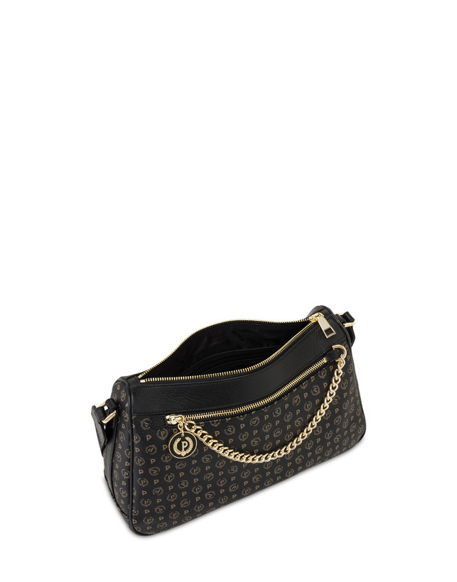 Pollini Borsa A Tracolla In Pvc Heritage Logo Classic Nero/nero Comprare a buon mercato