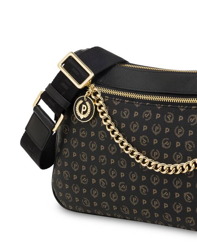 Pollini Borsa A Tracolla In Pvc Heritage Logo Classic Nero/nero Comprare a buon mercato