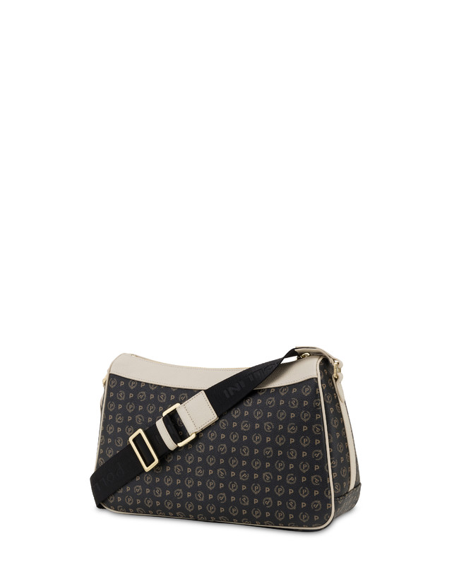 Pollini Borsa A Tracolla In Pvc Heritage Logo Classic Nero/avorio Grande vendita