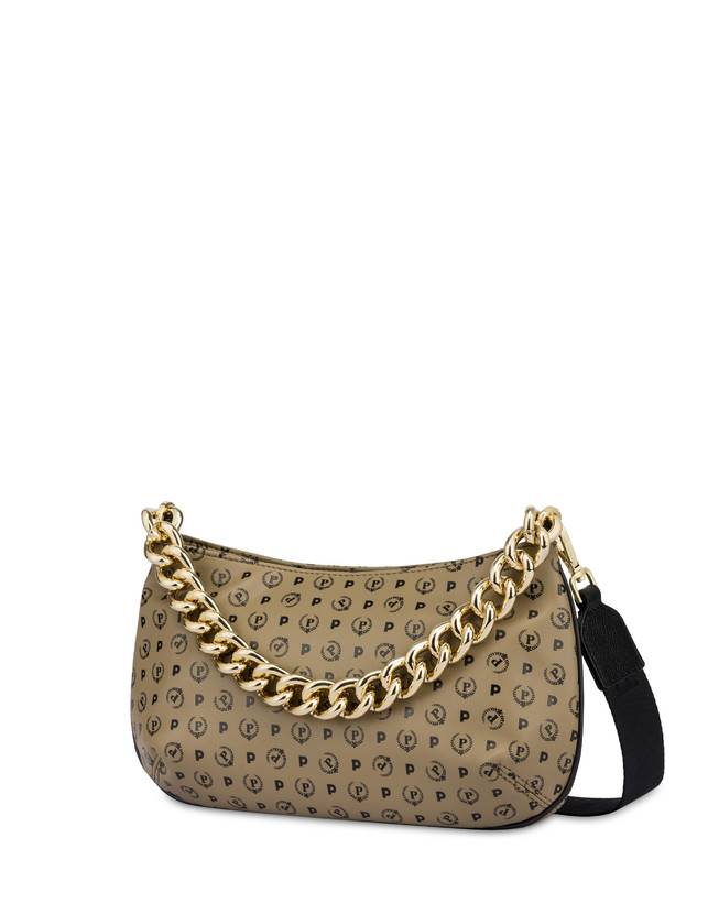 Pollini Borsa A Tracolla Con Catena Heritage Soft Touch Taupe/nero Nuova