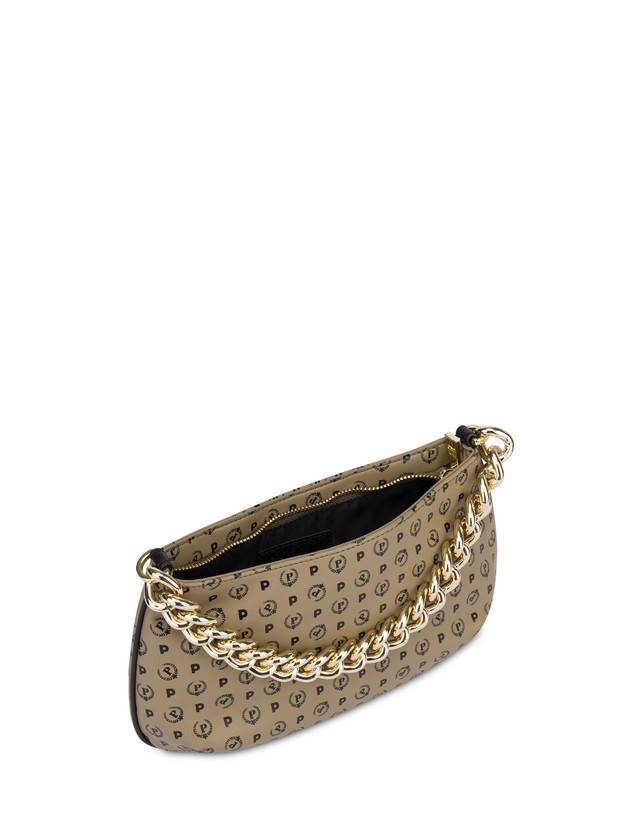 Pollini Borsa A Tracolla Con Catena Heritage Soft Touch Taupe/nero Nuova