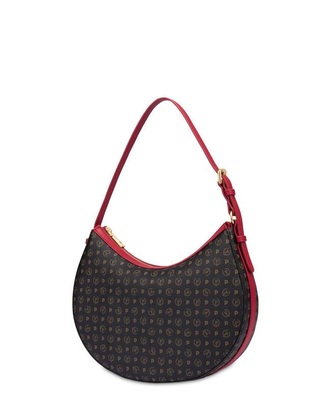 Pollini Hobo Bag In Pvc Heritage Logo Classic Nero/lacca Offerta Pasqua