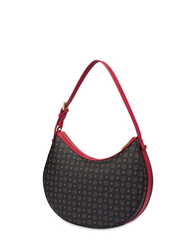 Pollini Hobo Bag In Pvc Heritage Logo Classic Nero/lacca Offerta Pasqua