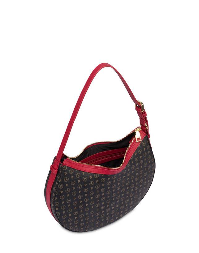 Pollini Hobo Bag In Pvc Heritage Logo Classic Nero/lacca Offerta Pasqua