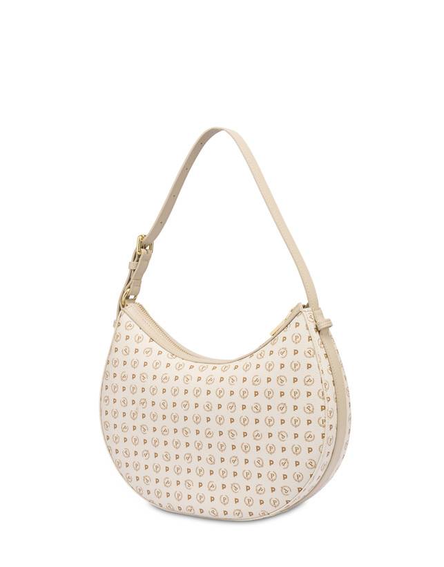 Pollini Hobo Bag In Pvc Heritage Logo Classic Avorio/ghiaccio Offerta Giorno del Papà