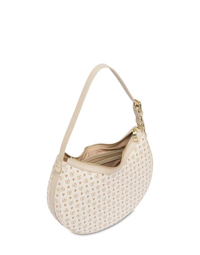 Pollini Hobo Bag In Pvc Heritage Logo Classic Avorio/ghiaccio Offerta Giorno del Papà