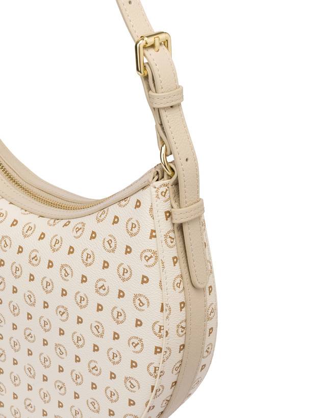 Pollini Hobo Bag In Pvc Heritage Logo Classic Avorio/ghiaccio Offerta Giorno del Papà
