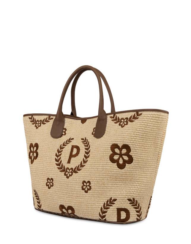Pollini Tote Bag In Paglia Macro Heritage Big Naturale/t.moro/marrone Offerta San Valentino